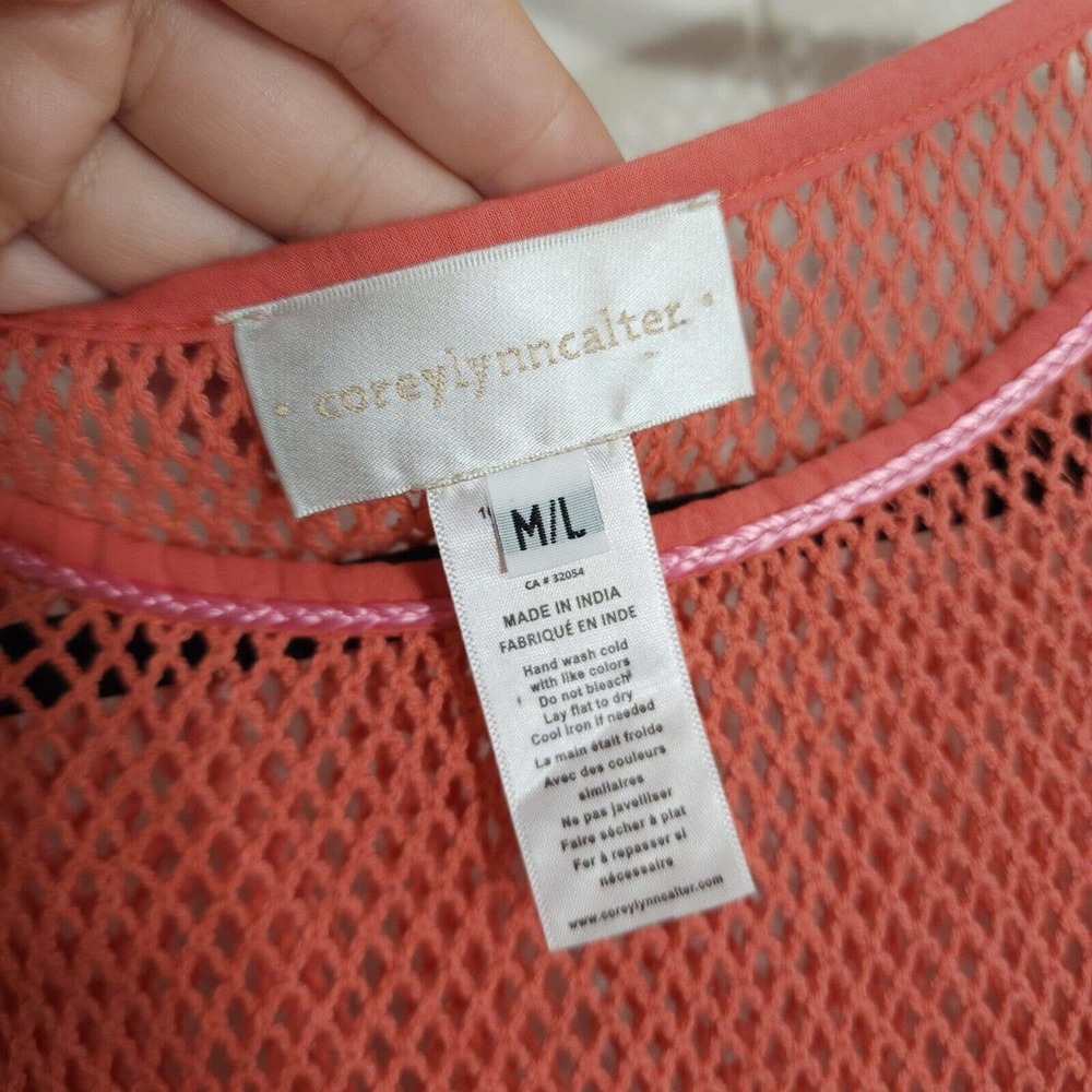 Corey Lynn Calter Womens Dress Becca Pineapple Salmon Crochet Tassel Mini M L - Picture 7 of 11